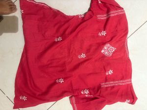 Red Embroidered Kurta