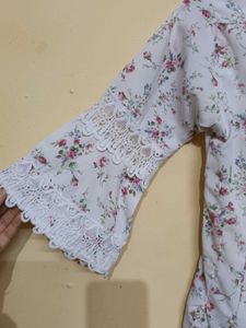 Floral Lace Trimmed Top