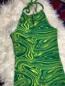 Green Swirl Halter Bodycon Dress