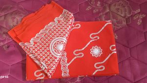 Red Embroidered Fabric Piece