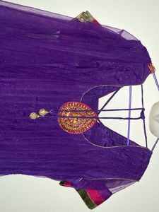 Elegant Beaded Purple Anarkali Full Set