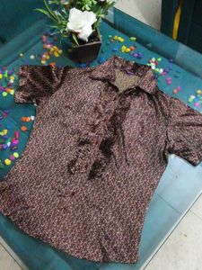 Patterned  Shirt Brown Top