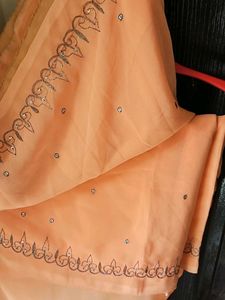 Peach Embellished Saree