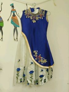 Blue & White Embellished Dress