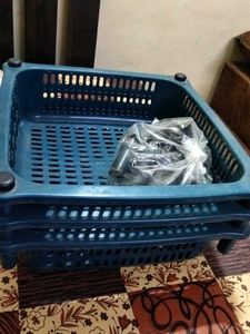 Blue Plastic Storage Baskets