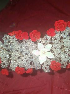 Red Rose Crystal Hair Vine