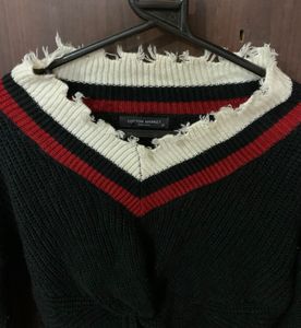 Cropped V-Neck Sweater