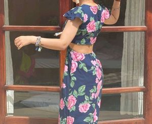 Pretty Floral Back Cut Out Dress