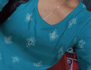 Avaasa Teal Printed Kurti - XL