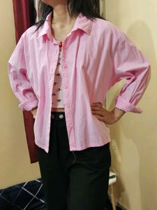 Pink Button-Up Shirt (New and very good condition)