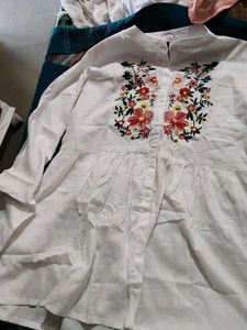 Floral Embroidered White Top