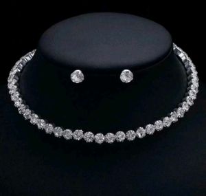 Sliver choker necklace with earrings