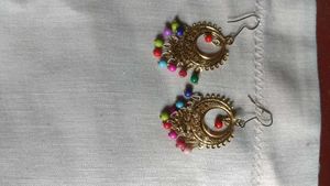 Stylish Gold-Plated Earrings with Stone &amp; Pearl De