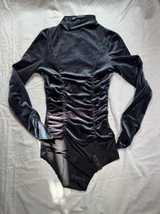 Zara glitter ruched sleeved bodysuit
