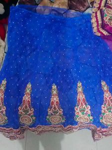 Pink &amp; Blue lehenga Saree Blouse Piece