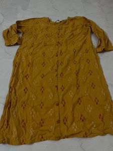 Mustard Printed Kurta
