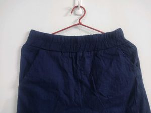 Navy Blue Cigarette Pants With Pockets