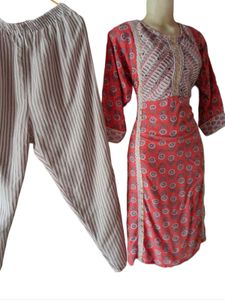 Elegant Red Printed Kurta Set