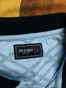 Byford By Pantaloons Men Blue Cotton Casual Tshirt