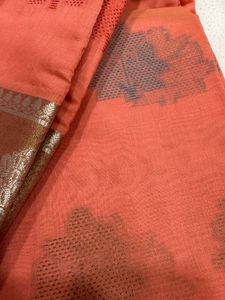 Peach Cotton Saree
