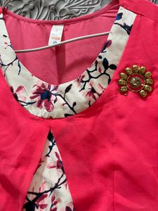 Pink Floral Accent Top