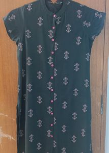 AVAASA Black Printed Cotton Kurti