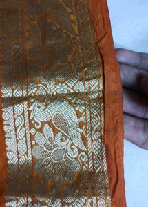 Beautiful Green &amp; Orange Color With Blouse