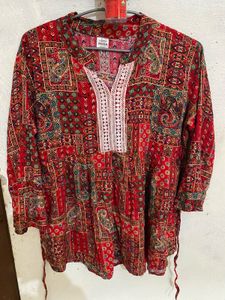 Boho Print Red Short Kurti