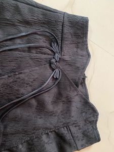 Textured Black Skort with Bow Tie Detail