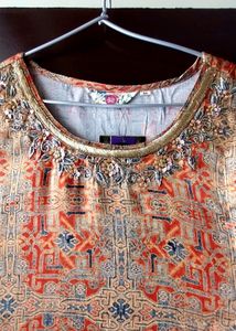 A Line Partywear Kurti In Double Print