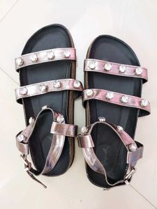 Qupid Gunmetal Embellished Flats