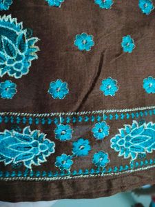 Brown Embroidery Kurtha Set