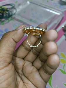Statement Blue and Clear Beaded Ring