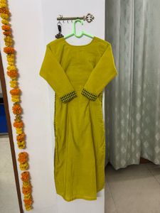 Lime green Kurta Set ( 3 piece )