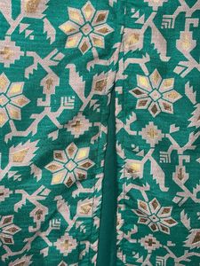 Green Floral golden Print Stylish Dress