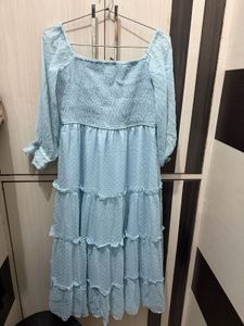 Light Blue Tiered Midi Dress