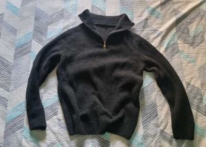 Men's Black Quarter Zip Sweater