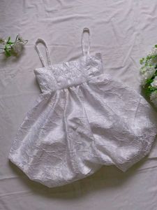 White Lux Floral Bubble Dress