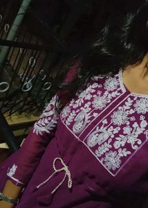 Maroon Embroidered Ethnic Dress