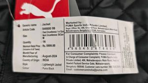 Puma Black Quilted Jacket, M Size