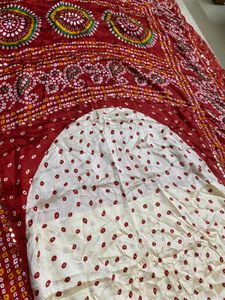 Bandhani Saree - Red &amp; White ( Price Negotiable )
