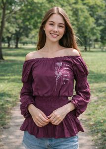 Stylish Maroon Top with Floral Design