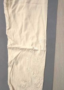 Beige Embroidered Leggings