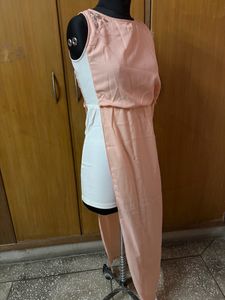 White Midi With Pink Long Layer Dress🎀🤍