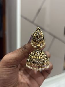 Big Golden butta Jhumka Earrings