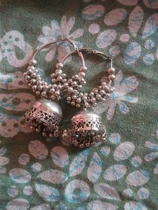 Silver Jhumka Hoop Earrings
