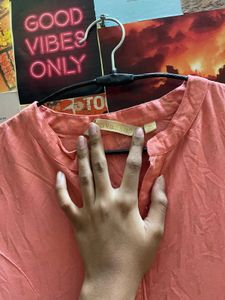 Coral Button-Down Kurta