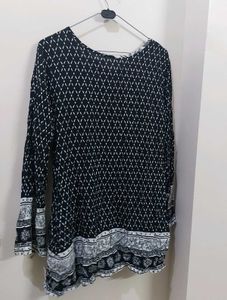 Black Patterned Tunic Top