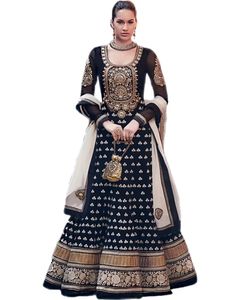 Admyrin Black Georgette Anarkali Kurta Set