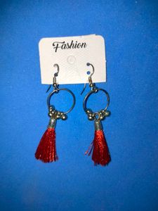 Red Striped Off-Shoulder Top Nd Free Gift Earrings
